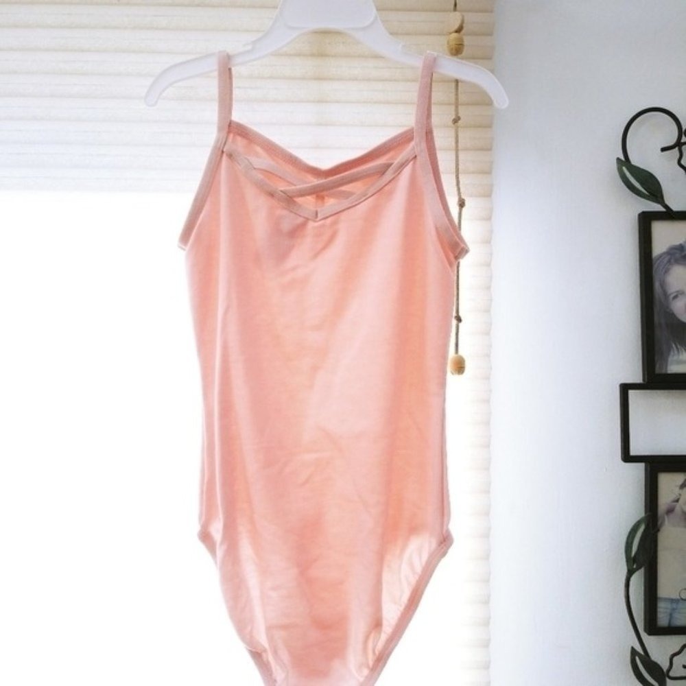 More Than Magic‎ Girls Pink Pinch Front Criss Cross Back Leotard Large 10/12 - Picture 2 of 3